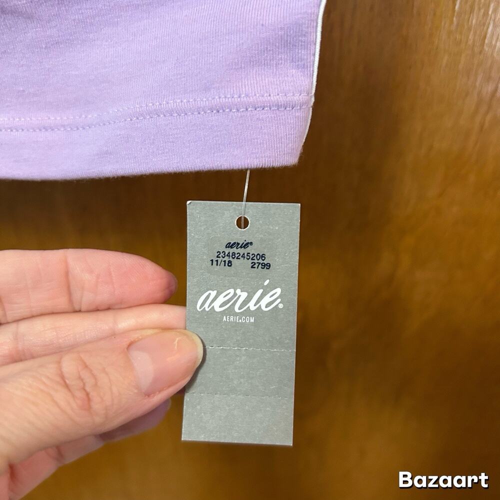 New Aerie Lavender Purple Striped Strapless Tube Top Double Lined Women’s Small - Picture 3 of 6